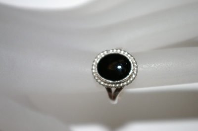 +MBA #21-689  Small Black Onyx Oval Sterling Ring