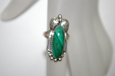 +MBA #21-656  Artist Signed "SN" Small Fancy Malachite Sterling Ring