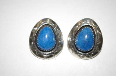 +MBA #21-711  Artist Signed  Denim Lapis Sterling Earrings