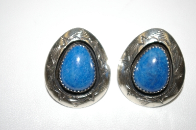 +MBA #21-711  Artist Signed  Denim Lapis Sterling Earrings