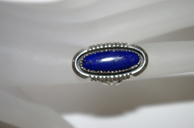 +MBA #21-665  Artist Signed "B" Small Blue Lapis Sterling Ring