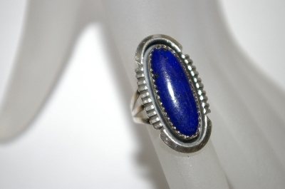 +MBA #21-665  Artist Signed "B" Small Blue Lapis Sterling Ring