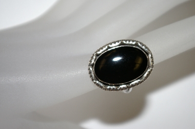 +MBA #21-663  Sterling Oval Cut Black Onyx Ring