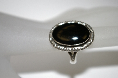 +MBA #21-663  Sterling Oval Cut Black Onyx Ring