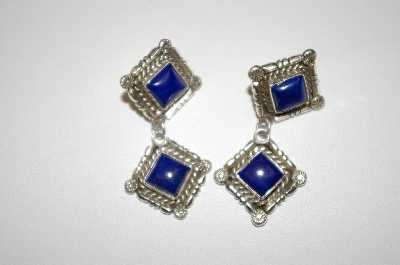+MBA #21-707  Artist Signed "V. Chief" Blue Lapis Sterling Earrings