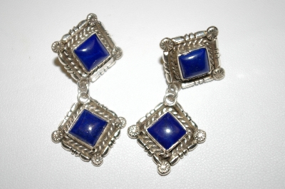 +MBA #21-707  Artist Signed "V. Chief" Blue Lapis Sterling Earrings
