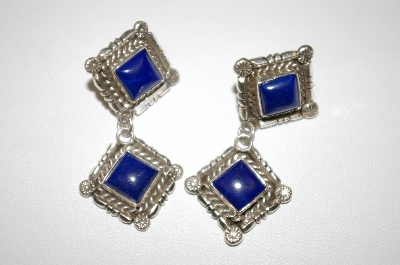 +MBA #21-707  Artist Signed "V. Chief" Blue Lapis Sterling Earrings