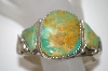 +MBA #21-830  Artist Signed "E&C Fierro" Green 5 Stone Turquoise Cuff Bracelet