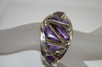 +MBA #21-722  Artist Signed "E&C Fierro" 9 Stone Sugulite Sterling Cuff Bracelet