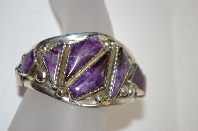 +MBA #21-722  Artist Signed "E&C Fierro" 9 Stone Sugulite Sterling Cuff Bracelet
