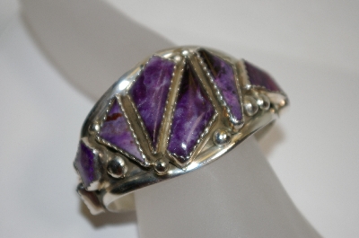 +MBA #21-722  Artist Signed "E&C Fierro" 9 Stone Sugulite Sterling Cuff Bracelet