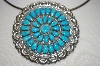 +MBA #21-808  Artist Signed "E.Wilson" 36 Stone Blue Turquoise Sterling Pin/Pendant