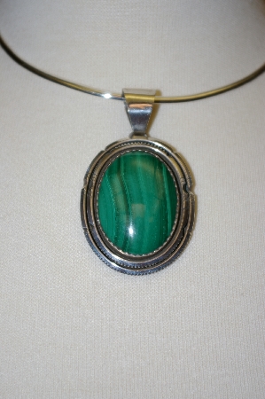 +MBA #21-759  Artist Signed "PM" Fancy Sterling Malachite Pendant