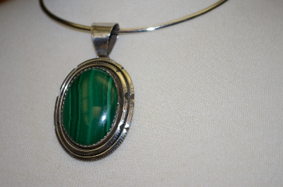 +MBA #21-759  Artist Signed "PM" Fancy Sterling Malachite Pendant