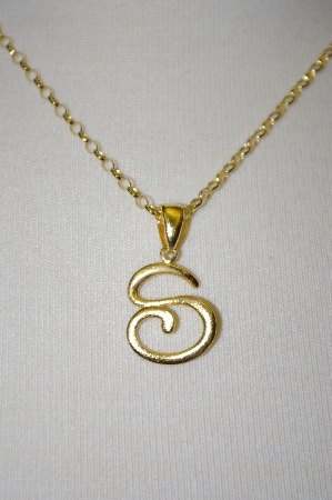 +MBA #21-366  Veronese 18K Over Silver Letter "S" Pendant With 18" Chain