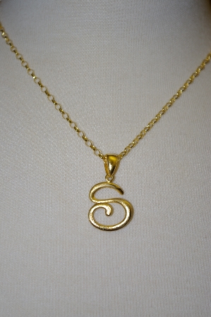 +MBA #21-366A  Veronese 18K Over Silver Letter "S" Pendant