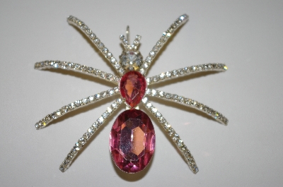+MBA #21-523  Large Pink Acrylic & Crystal Spider Pendant