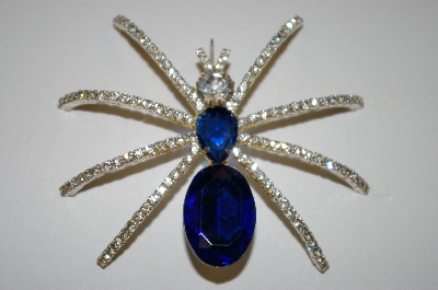 +MBA #21-519  Large Blue Acrylic & Clear Crystal Spider Pendant