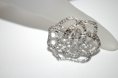 +MBA #21-457  Sterling  1/4 Ct Diamond Rose Pin