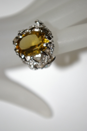 +MBA #21-219  Sterling/Platinum Quartz & Zircon Ring