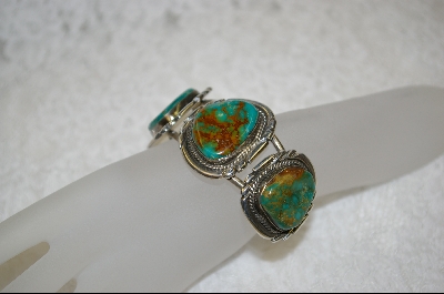 +   Dark Green 3 Stone Turquoise Bracelet
