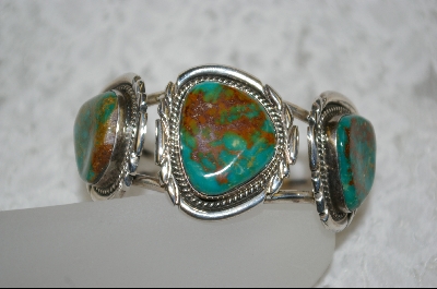 +   Dark Green 3 Stone Turquoise Bracelet