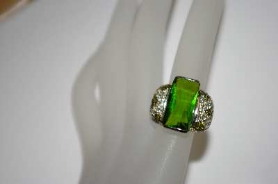 +MBA #21-257  Charles Winston Simulated Peridot & Olive  & Lemon CZ Ring
