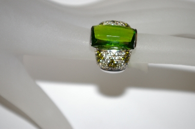 +MBA #21-257  Charles Winston Simulated Peridot & Olive  & Lemon CZ Ring
