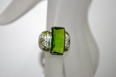 +MBA #21-257  Charles Winston Simulated Peridot & Olive  & Lemon CZ Ring