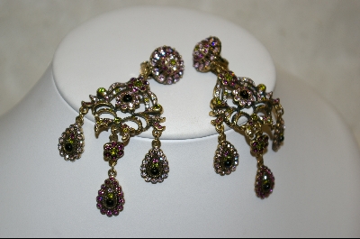 +Designer Heidi Daus  UTC Crystal Drop Clip On Earrings