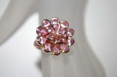 +MBA #21-283  Suzanne Somers Rose Gold Plated Pink CZ Ring