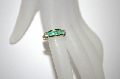 +MBA #21-199  14K Yellow Gold Emerald & Diamond Ring