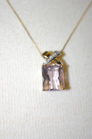 +MBA #21-426  14K Yellow Gold Pink Amethyst & Diamond Pendant