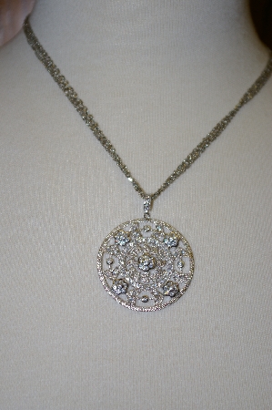 +MBA #21-407  Charles Winston Round Cut CZ Pendant With 18" Triple Chain