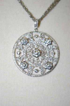 +MBA #21-407  Charles Winston Round Cut CZ Pendant With 18" Triple Chain