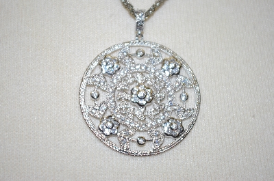 +MBA #21-407  Charles Winston Round Cut CZ Pendant With 18" Triple Chain
