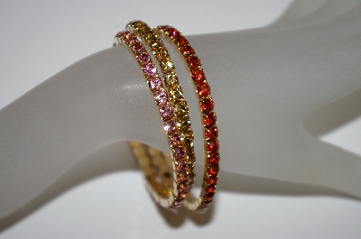+MBA #21-312  Set Of 3 Gold Plated Stretch Crystal Bracelets