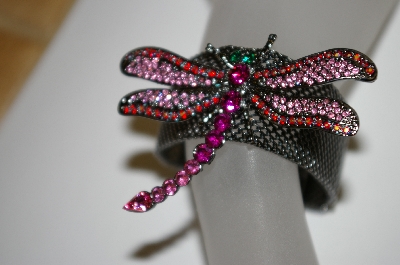 +MBA #21-245  "Antiqued Metal Mesh Dragonfly Bracelet