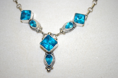 +MBA #21-210  Artist Signed "Victor V." Sterling Blue Topaz Necklace