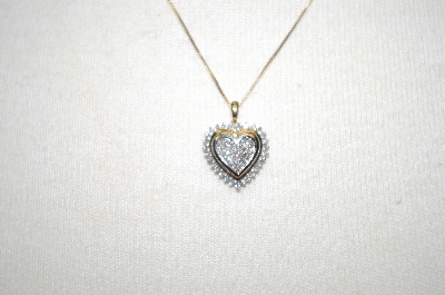 +MBA #21-215  10K 2 Tone Diamond Heart  Pendant With Chain