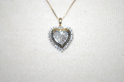 +MBA #21-215  10K 2 Tone Diamond Heart  Pendant With Chain