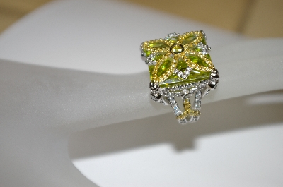 +MBA #21-399  Charles Winston Pave Canary & Clear CZ Ring