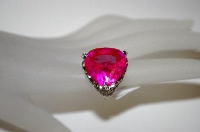 +MBA #21-139  Charles Winston Heart Cut Created Pink Sapphire & CZ Ring