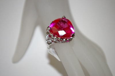 +MBA #21-139  Charles Winston Heart Cut Created Pink Sapphire & CZ Ring