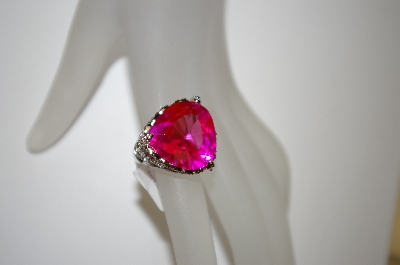 +MBA #21-139  Charles Winston Heart Cut Created Pink Sapphire & CZ Ring