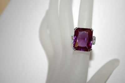 +MBA #21-144  Charles Winston Created Purple Sapphire & Clear CZ Ring