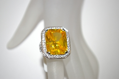 +MBA #21-131  Charles Winston Canary Octagon Cut CZ Ring