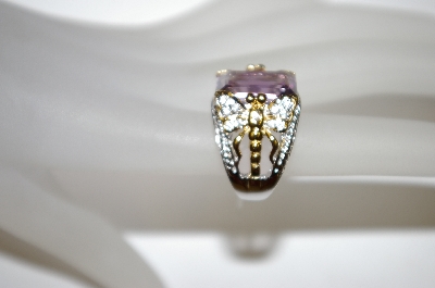 +MBA #21-106  "Platinum/18K Amethyst Dragonfly Ring