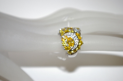 +MBA #21-135  Platinum/Sterling Moon & Stars Ring
