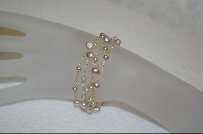 + 14k Yellow Gold Threaded Pale Pink  Freshwated Pearl 3 Piece Set